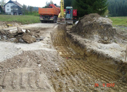 Zemeljska pripravljalna dela, gradnja cest, tlakovanje, asfaltiranje, gradnje škarp